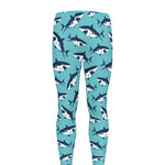 Angry Shark Pattern Print Men's leggings