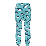Angry Shark Pattern Print Men's leggings