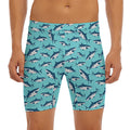 Angry Shark Pattern Print Men's Long Boxer Briefs