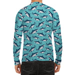 Angry Shark Pattern Print Men's Long Sleeve Rash Guard
