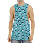 Angry Shark Pattern Print Men's Muscle Tank Top