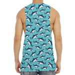 Angry Shark Pattern Print Men's Muscle Tank Top