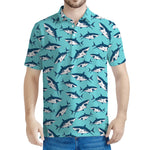 Angry Shark Pattern Print Men's Polo Shirt