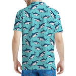 Angry Shark Pattern Print Men's Polo Shirt