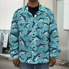 Angry Shark Pattern Print Men's Shirt Jacket