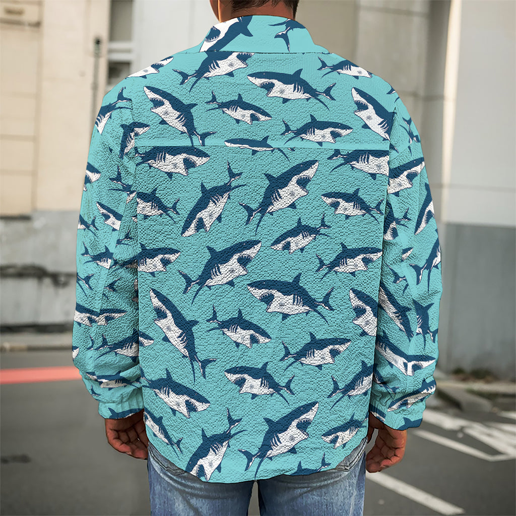 Angry Shark Pattern Print Men's Shirt Jacket