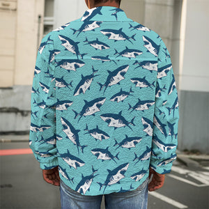 Angry Shark Pattern Print Men's Shirt Jacket