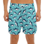 Angry Shark Pattern Print Men's Split Running Shorts