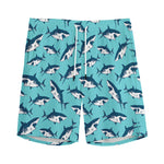 Angry Shark Pattern Print Men's Sports Shorts
