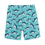 Angry Shark Pattern Print Men's Sports Shorts