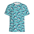 Angry Shark Pattern Print Men's Athletic T-Shirt
