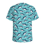 Angry Shark Pattern Print Men's Sports T-Shirt