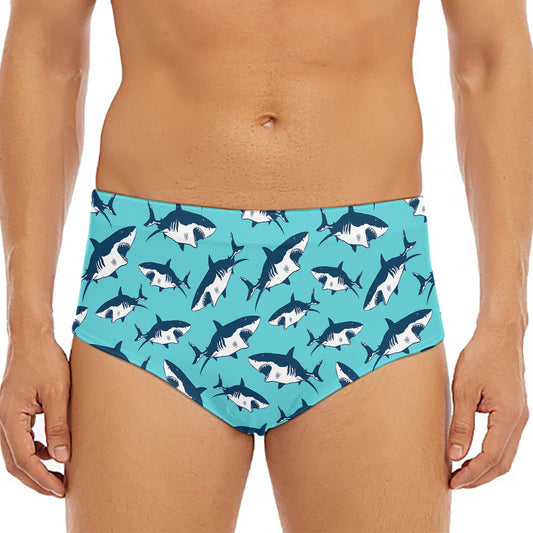 Angry Shark Pattern Print Men's Triangle Swim Briefs