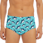 Angry Shark Pattern Print Men's Triangle Swim Briefs