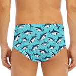 Angry Shark Pattern Print Men's Triangle Swim Briefs