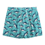 Angry Shark Pattern Print Mesh Shorts