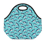 Angry Shark Pattern Print Neoprene Lunch Bag