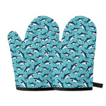 Angry Shark Pattern Print Oven Mitts
