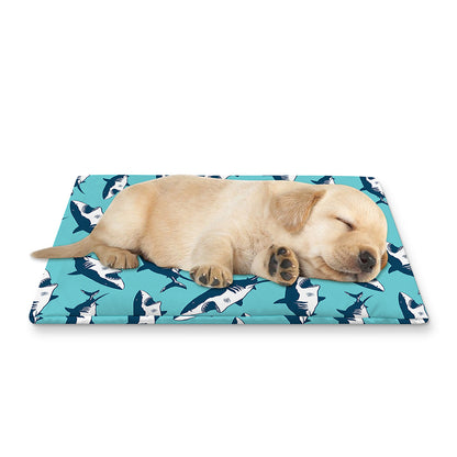 Angry Shark Pattern Print Pet Cooling Mat Cover