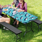 Angry Shark Pattern Print Picnic Table Cover