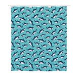Angry Shark Pattern Print Polyester Shower Curtain