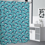 Angry Shark Pattern Print Premium Shower Curtain