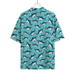 Angry Shark Pattern Print Rayon Hawaiian Shirt