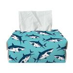 Angry Shark Pattern Print Rectangle Tissue Box Cover