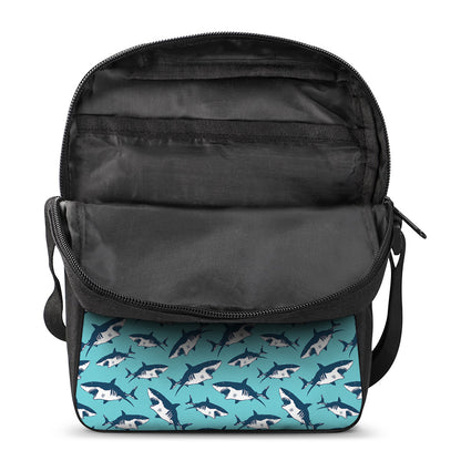 Angry Shark Pattern Print Rectangular Crossbody Bag