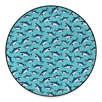 Angry Shark Pattern Print Round Floor Mat