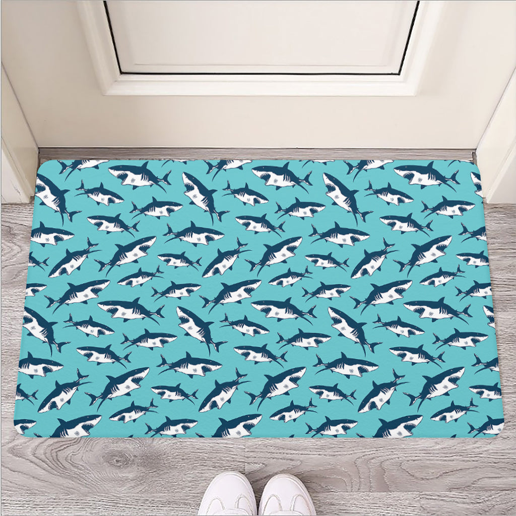 Angry Shark Pattern Print Rubber Doormat