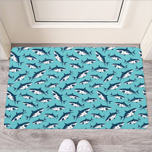 Angry Shark Pattern Print Rubber Doormat