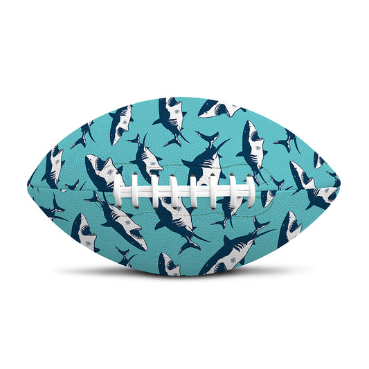 Angry Shark Pattern Print Rugby Ball