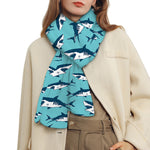 Angry Shark Pattern Print Scarf