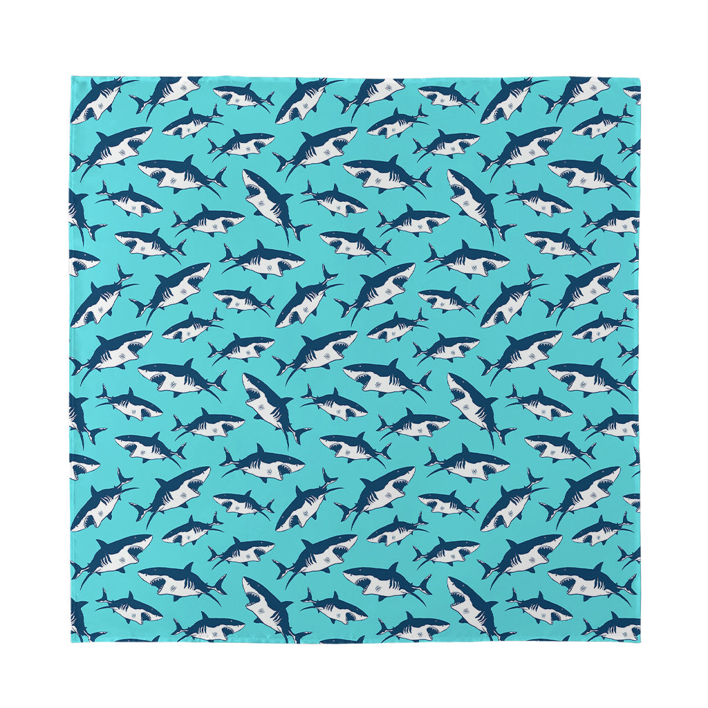 Angry Shark Pattern Print Silk Bandana
