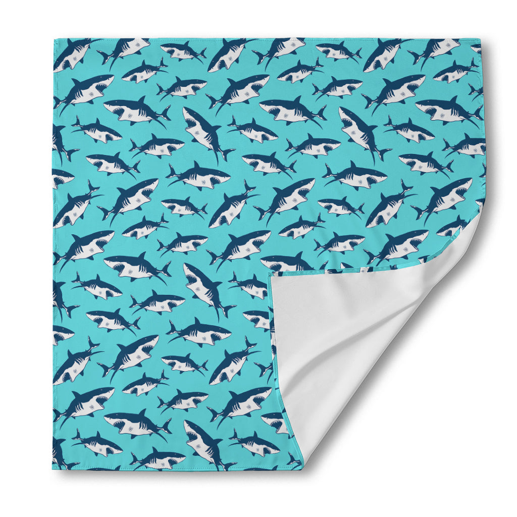 Angry Shark Pattern Print Silk Bandana