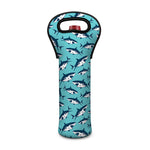 Angry Shark Pattern Print Single Neoprene Wine Tote