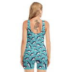Angry Shark Pattern Print Sleeveless One Piece Swimsuit