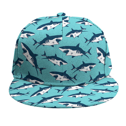Angry Shark Pattern Print Snapback Cap
