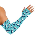 Angry Shark Pattern Print Sun Protection Arm Sleeves