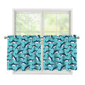 Angry Shark Pattern Print Tier Curtains