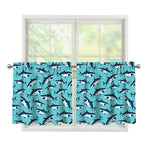 Angry Shark Pattern Print Tier Curtains