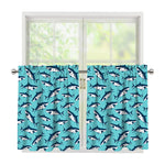 Angry Shark Pattern Print Tier Curtains