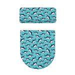 Angry Shark Pattern Print Toilet Lid And Tank Cover Set