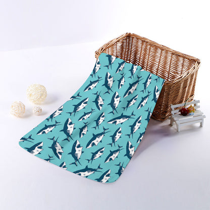 Angry Shark Pattern Print Towel