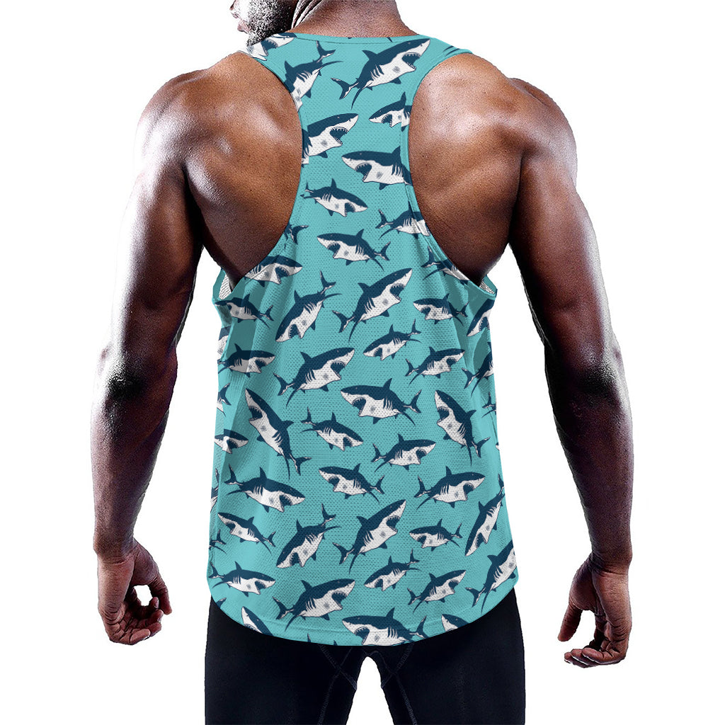 Angry Shark Pattern Print Training Tank Top