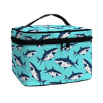 Angry Shark Pattern Print Travel Makeup Bag