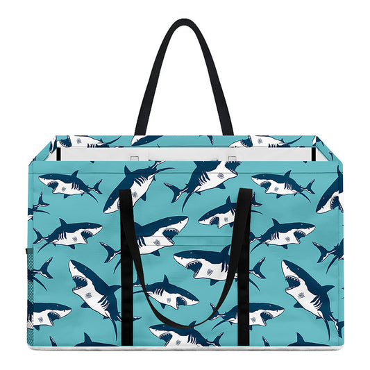 Angry Shark Pattern Print Utility Tote Bag