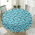 Angry Shark Pattern Print Waterproof Round Tablecloth