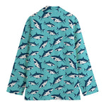 Angry Shark Pattern Print Women's Blazer